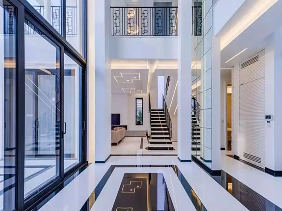 Carreaux de sol pour hall d'hôtel en pierre de verre nano